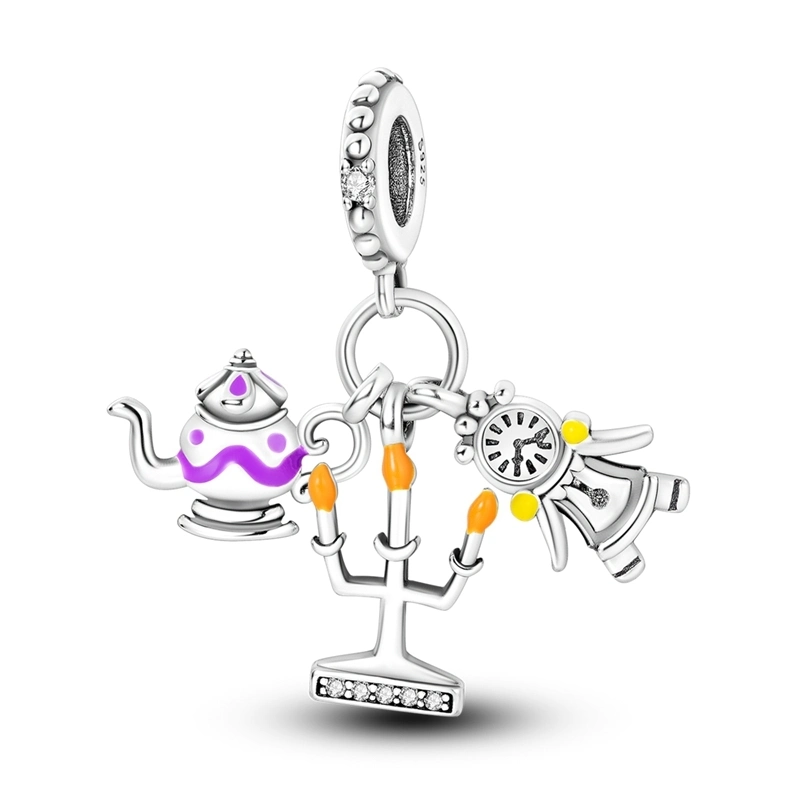 Charm Pendente "Set Fiabesco" in Argento 925 con Dettagli Colorati