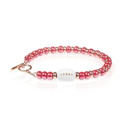 Bracciale Gerba Unisex Silver Ceramic 07 in Ceramica rossa e Oro rosè