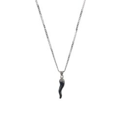 Collana Unisex Gerba HC04 con cornetto nero e Argento 925