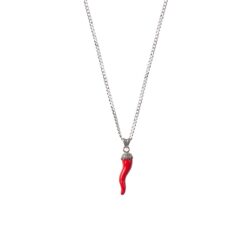 Collana Unisex Gerba HC05 con cornetto rosso e Argento 925