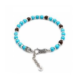 Bracciale Gerba Unisex Mosch01 con Pasta di Turchese e chiusura a moschettone in Argento 925