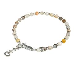 Bracciale Gerba Unisex Mosch15 con Agata fiorita chiusura a moschettone in Argento 925