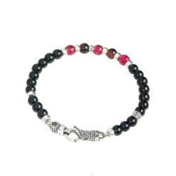 Bracciale Gerba Unisex Mosch08 con Onice, Agata rossa echiusura a moschettone in Argento 925