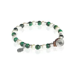 Bracciale Gerba Unisex Pearl PL01 con Occhio di Tigre, perle e Argento 925