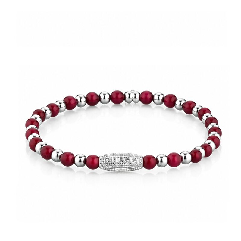 Bracciale Gerba Uomo Stone Four Red 310 con Agata rossa e Argento 925